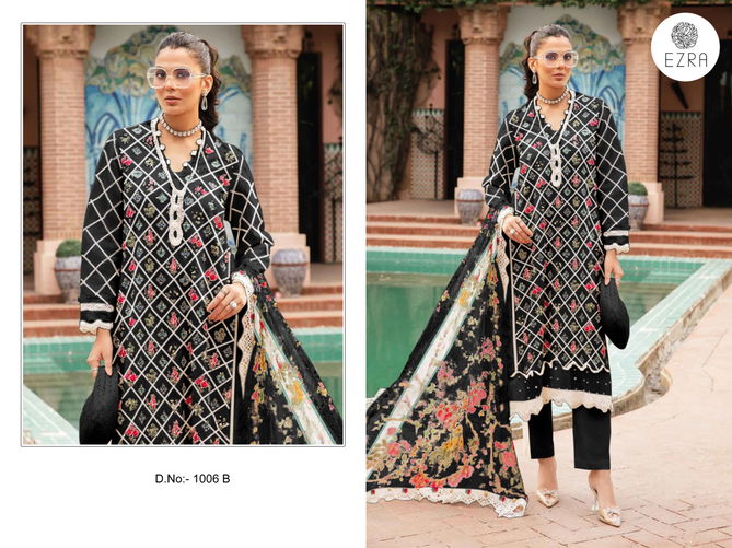 Ezra 1006 AB Cotton Embroidery Pakistani Suits Wholesale Shop In Surat
